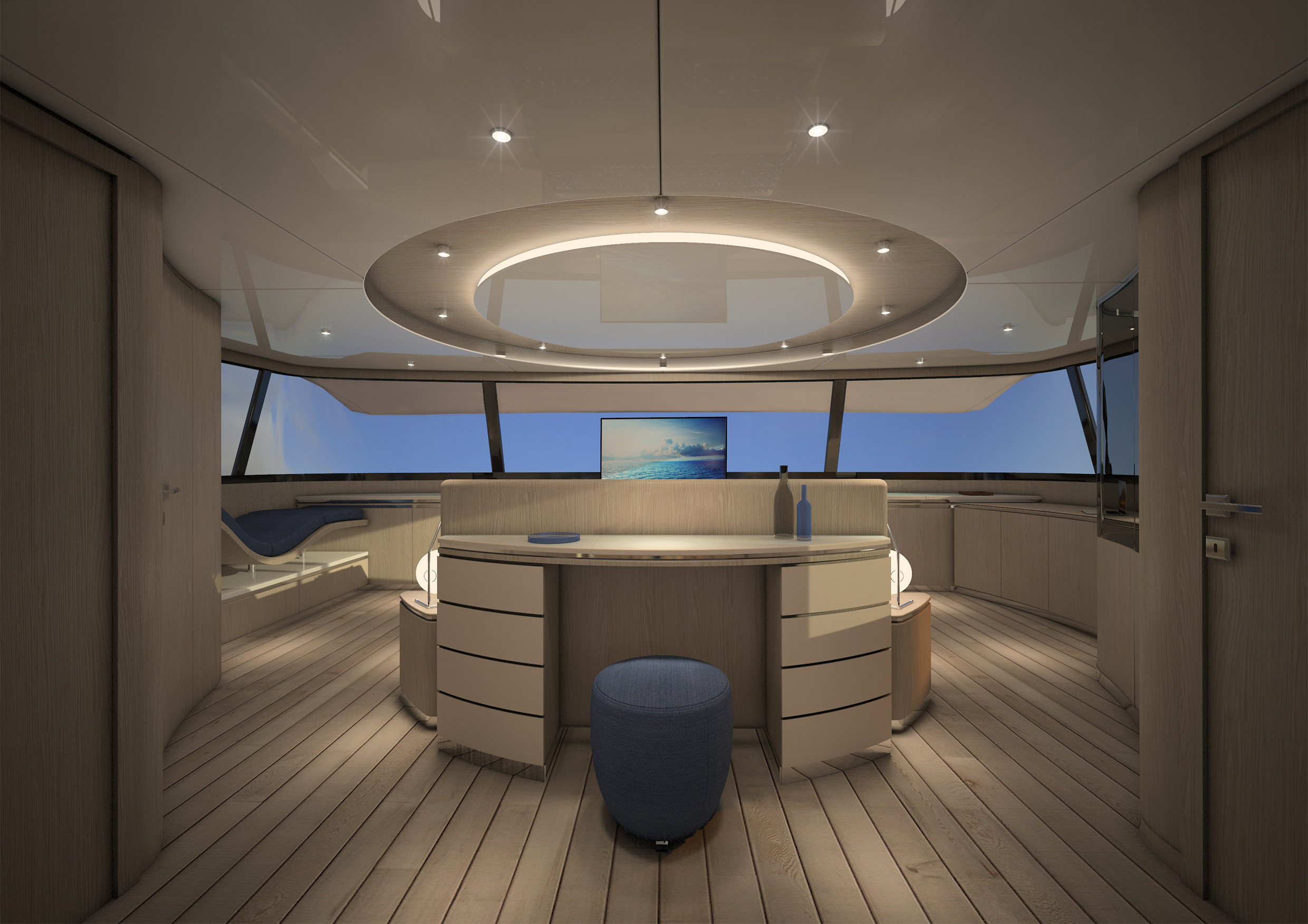 Luxurious cabin on the 3rd deck in blue colors