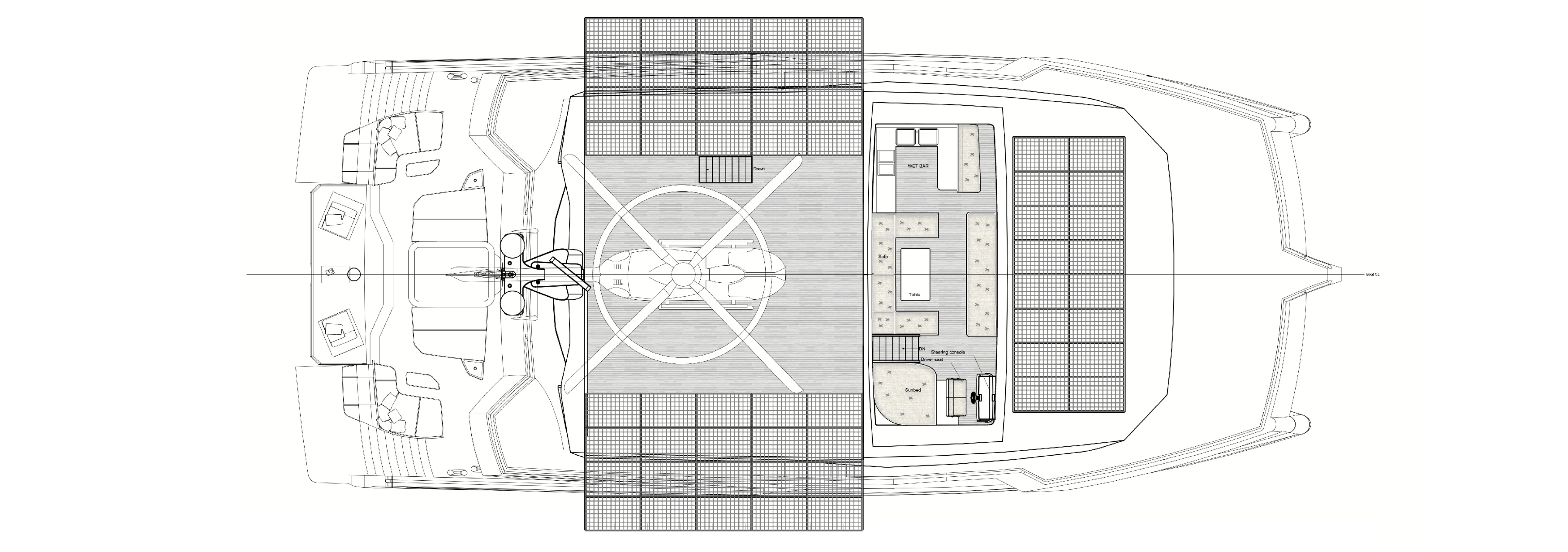 flybrifge helipad plan of a Silent 120 yacht