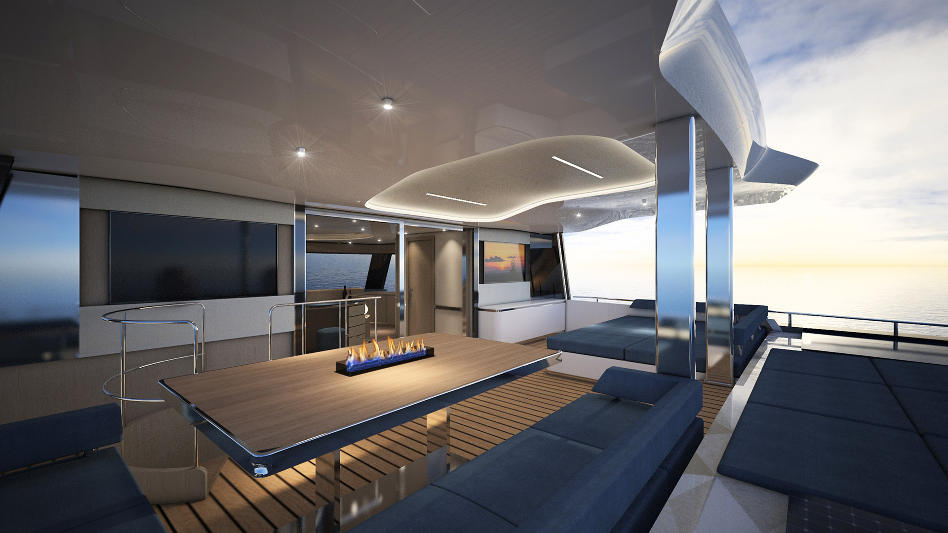 Luxurious yacht exterior of the 3rd deck