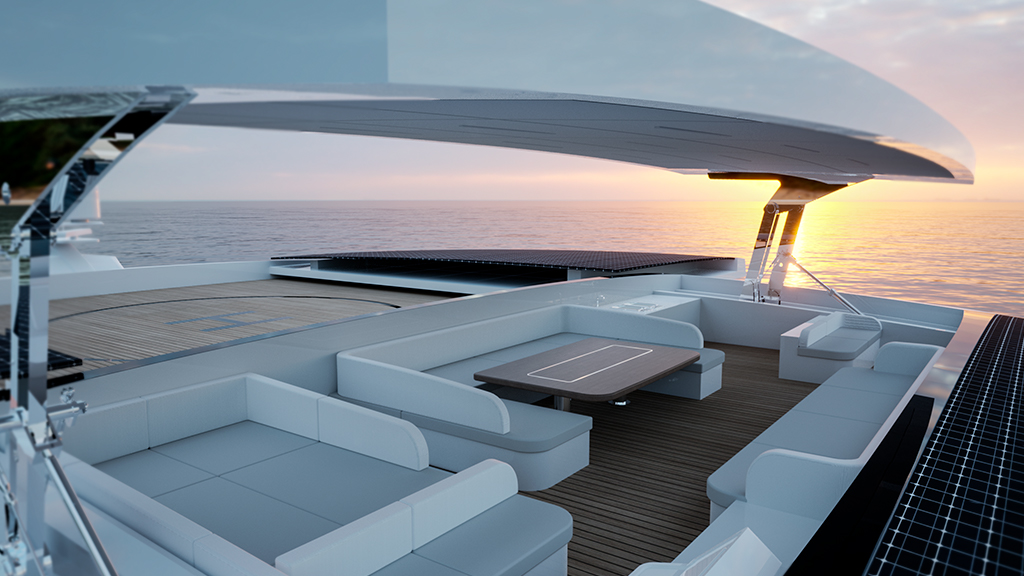 Terrace on the upper deck of a yacht