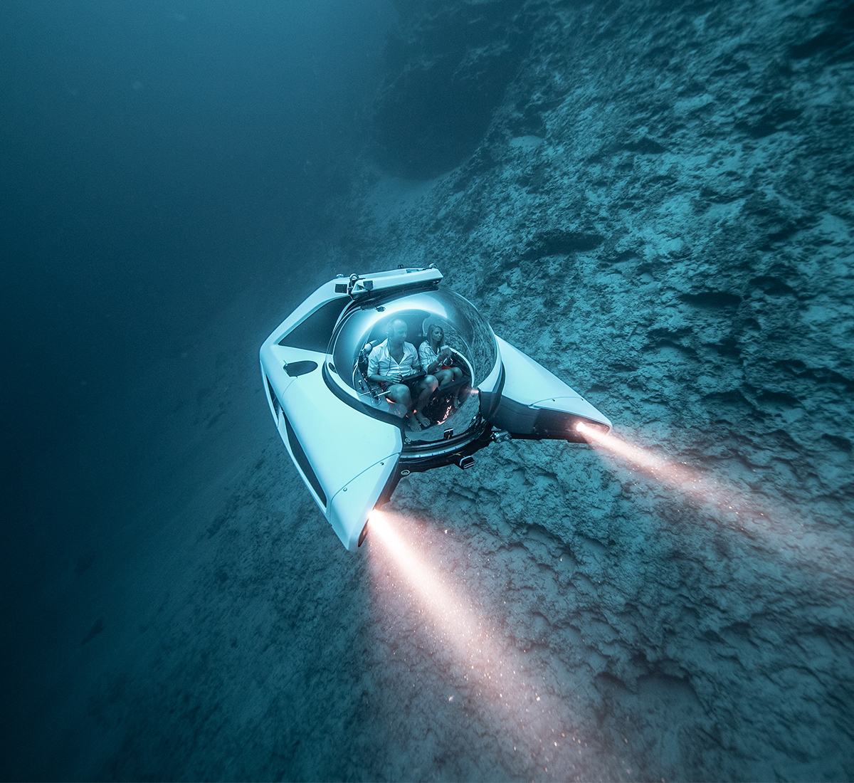 Nemo electric submarine under the water