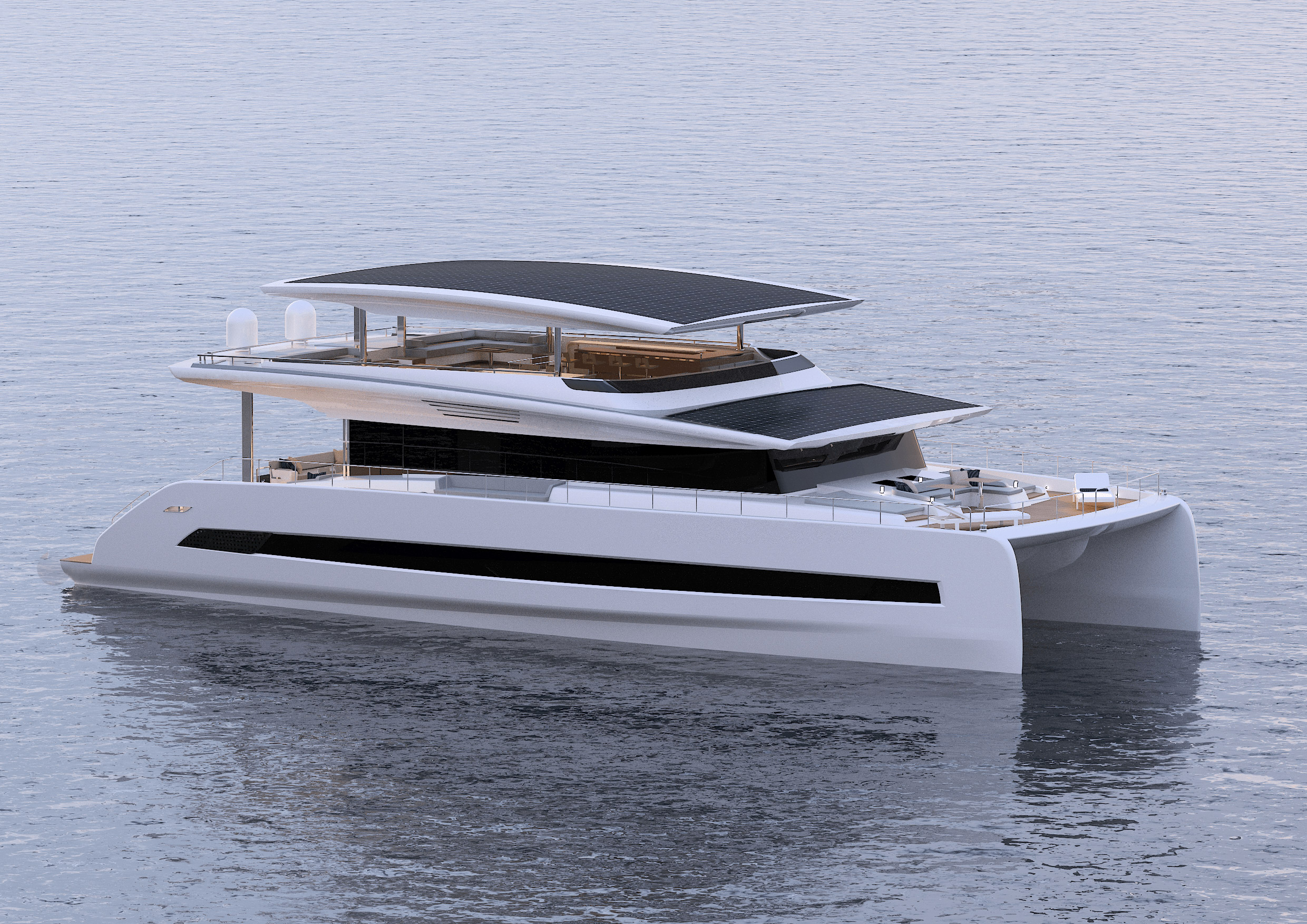 80 feet solar powered yacht with top deck open