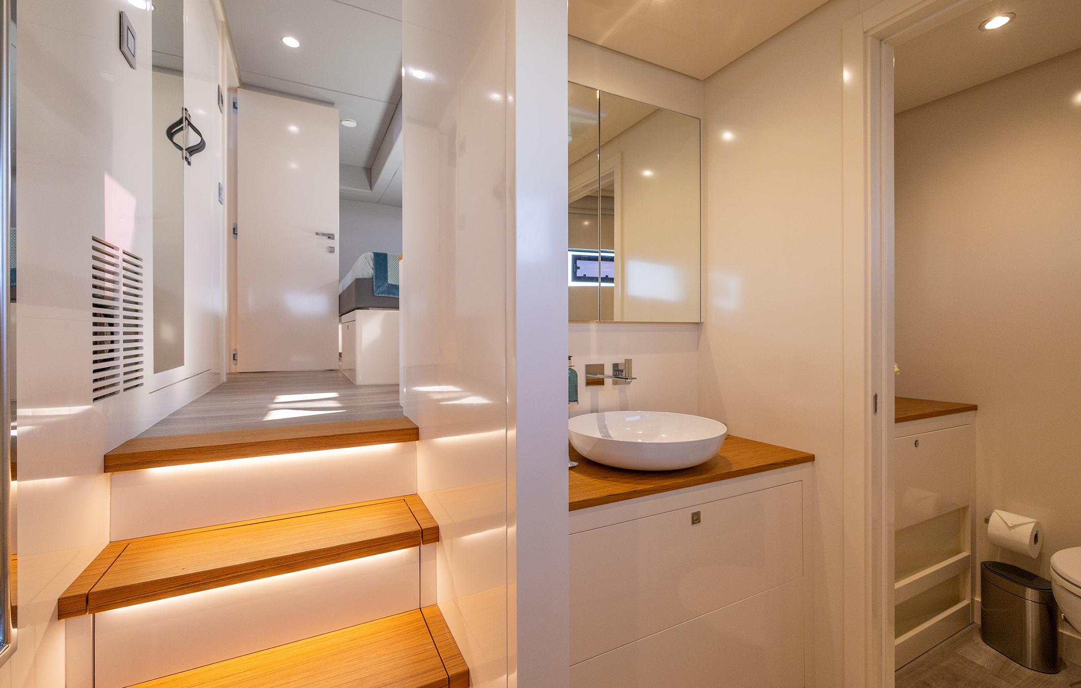 Large bathroom in the main cabin of a yachts
