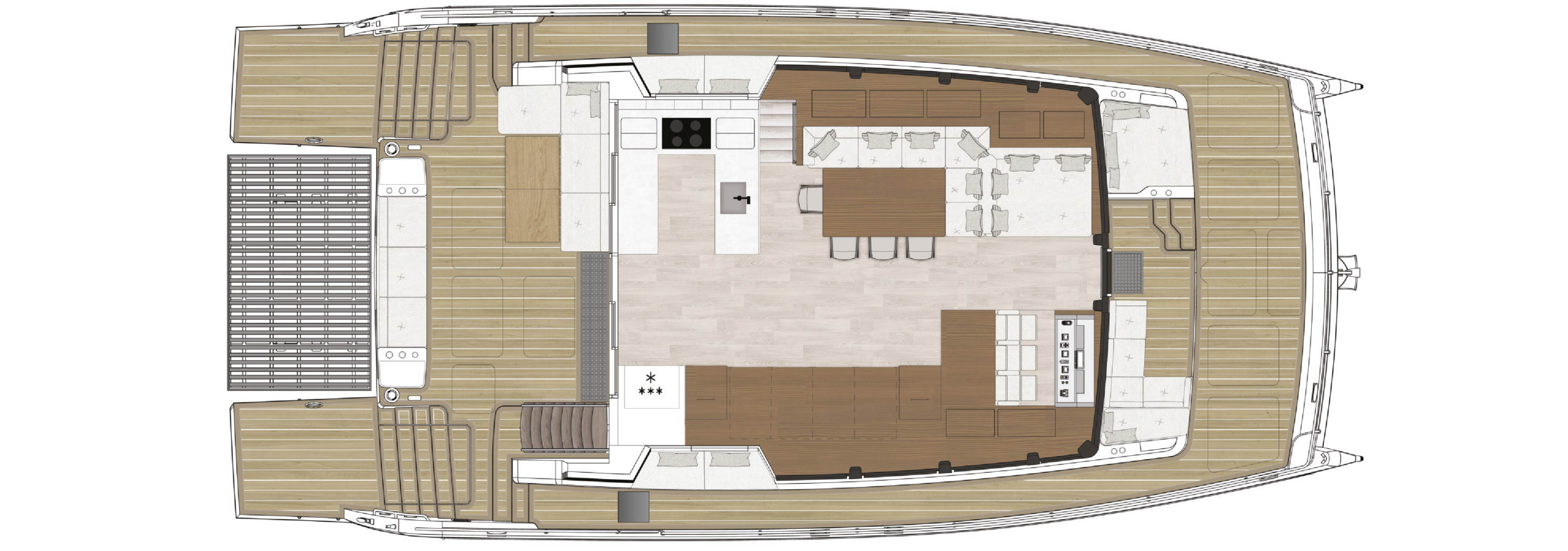 Yacht main deck front exit plan