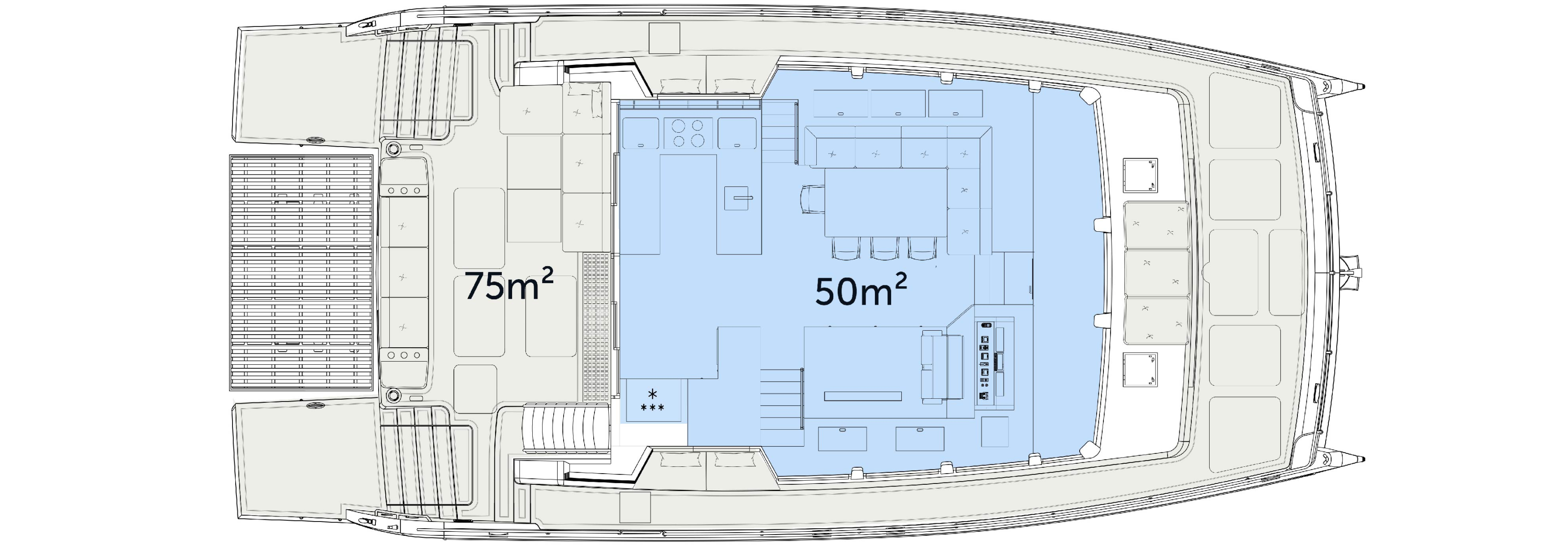 Yacht main deck area plan