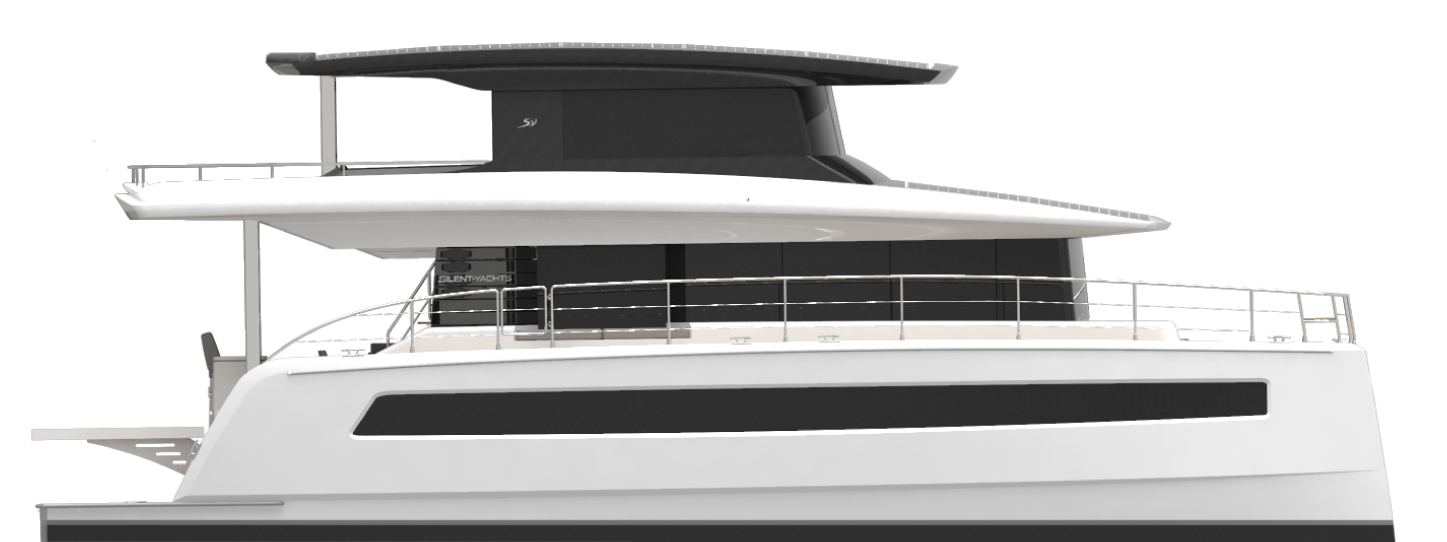 Silent 62 3 deck closed flybridge yacht side view 
