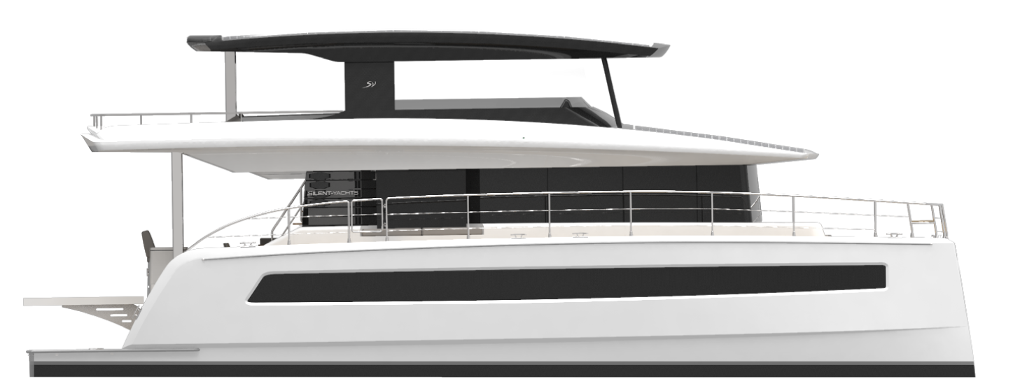 Silent 62 3 deck open flybridge yacht side view 